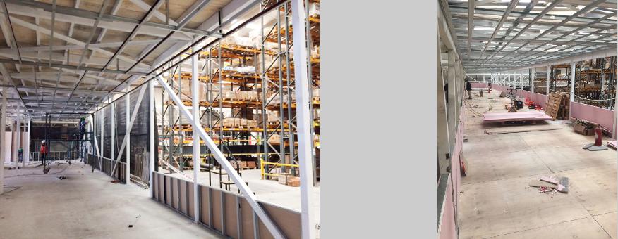 Construcción de muros interiores en Instalación Industrial