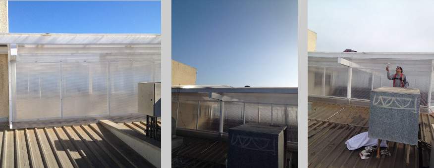 Proceso de restauración de una de las lucarnas y renovación de la estructura metálica. Proceso de restauración de una de las lucarnas