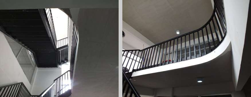 Continuación de la escala de caracol junto al ascensor.